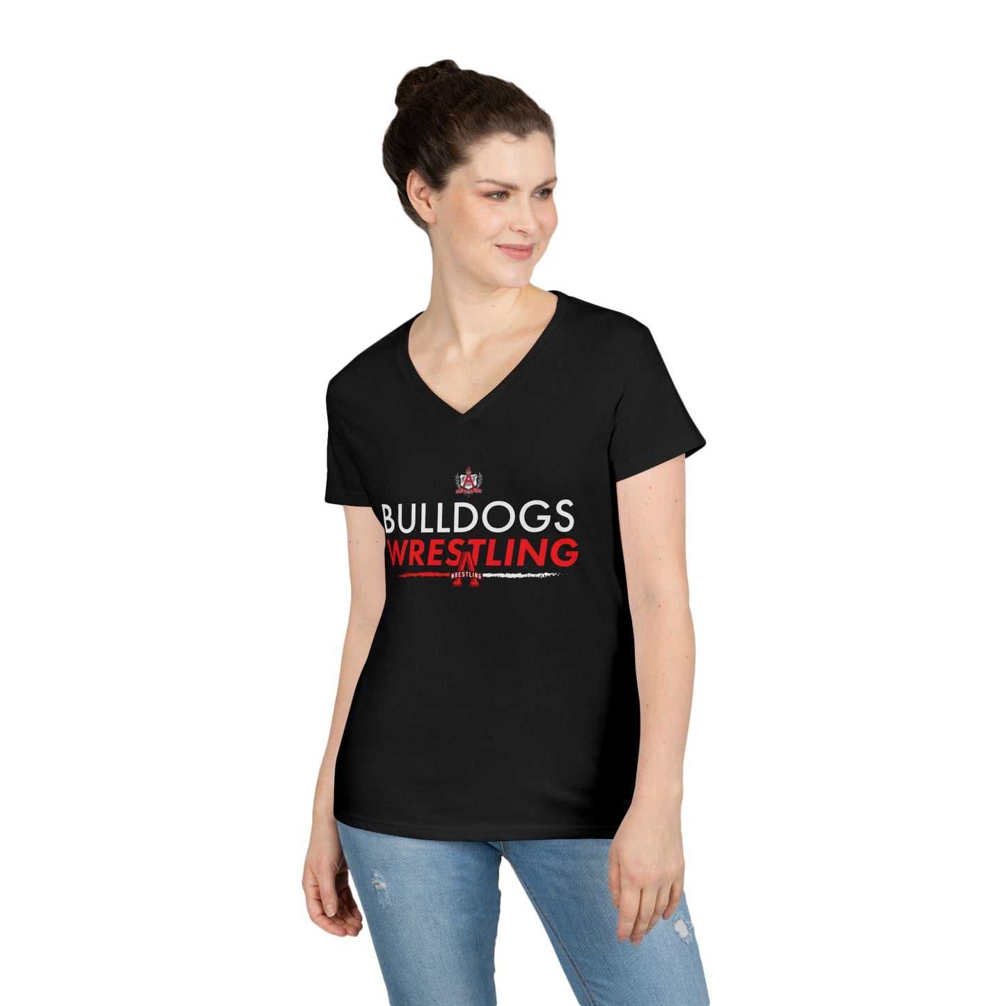 Ladies' V-Neck Wrestling T-Shirt - Bulldogs Spirit Wear