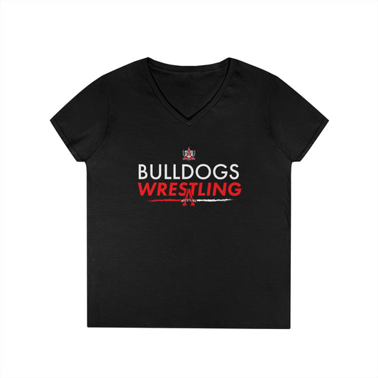 Ladies' V-Neck Wrestling T-Shirt - Bulldogs Spirit Wear